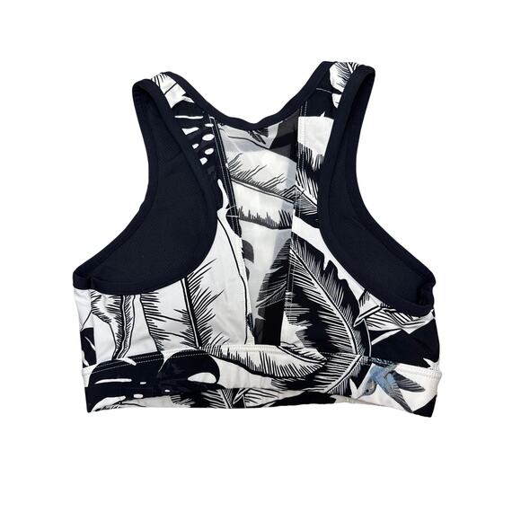 Seafolly Palm Beach Black & White High Neck Racerback Sheer Panels Swim Top S - Picture 2 of 10